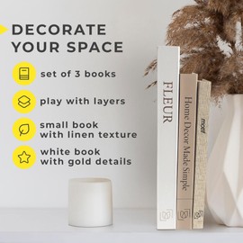 Little Yellow Tulips Book Decor - 3 Stacked Book Decorations for Living Room - Set of Decorative Books for Coffee Table, Console, Nightstand, Bookshelf - Modern Minimalist, Coastal, Farmhouse Design