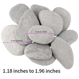 JEUIHAU 20 Pcs 30-50 mm Diameter Painting Pebbles Stones, Rock Painting Pebbles, Flat Stones for Painting, DIY Craft and Home Decoration, Gray