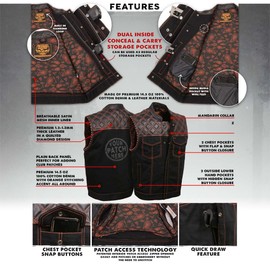 Milwaukee Leather MDM3037 Men's 'Wrecker' Black Denim and Leather Club Style Vest w/Diamond Quilt Design - XX-Large