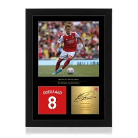 Martin Ødegaard Signed A4 Framed Photo Display - Reproduced Digital Signature - Gift For Arsenal FC Fans