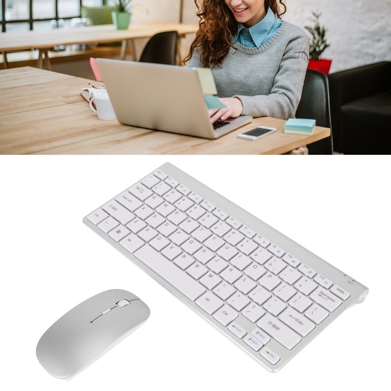 Smart Wireless Keyboard Mouse Kit Silent LED Indicator Waterproof Power