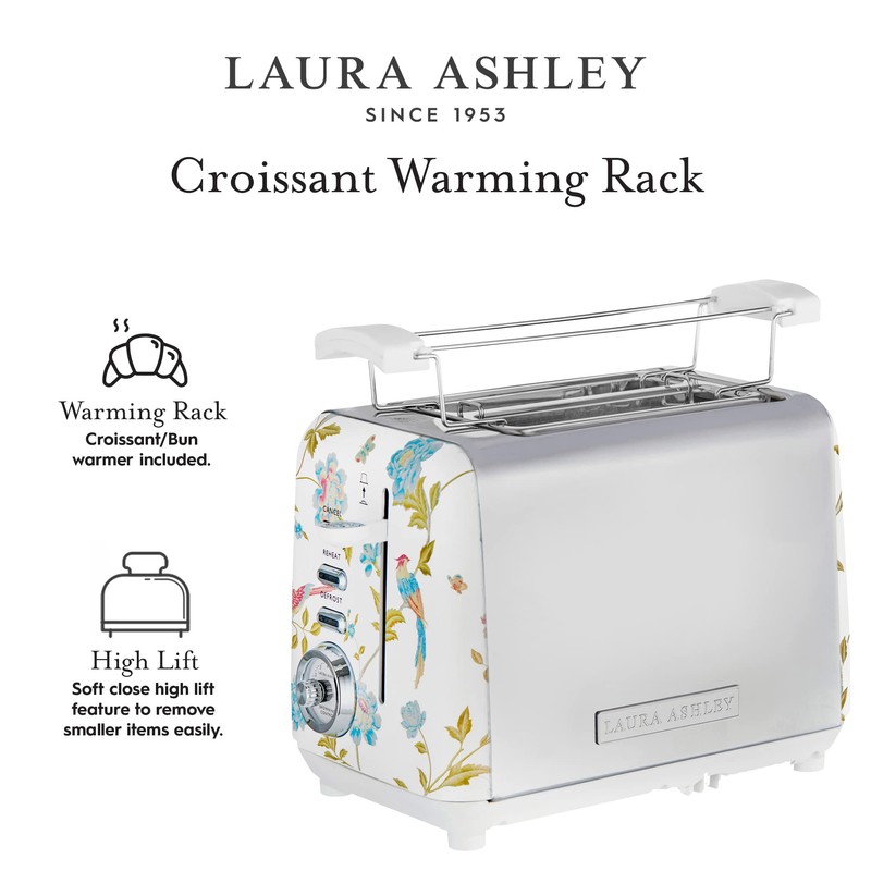 VQ Laura Ashley Elveden White Stainless Steel 2 Slice Toaster