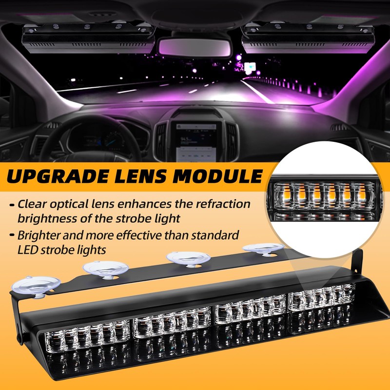 Purple/White 2 in 1 Funeral Escort Emergency Dash Strobe Light