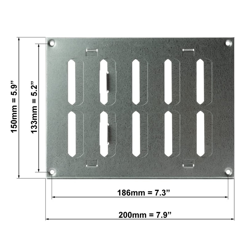 200x150 mm (8x6") Sliding Grille Made of Sheet Steel, galvanised