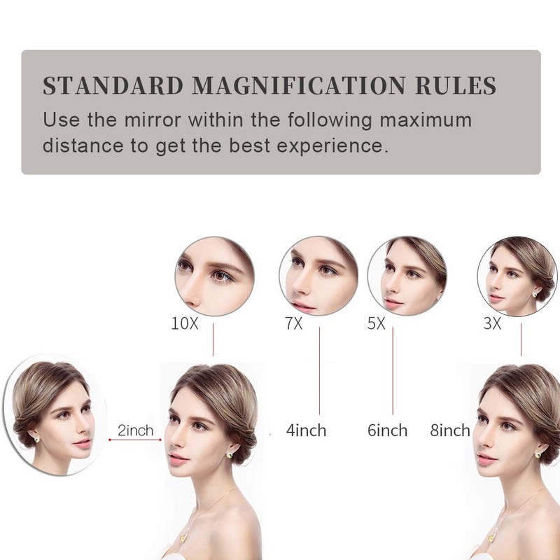 GURUN 8.5" Plug-in Magnifying Makeup Mirror with 3 Tones LED