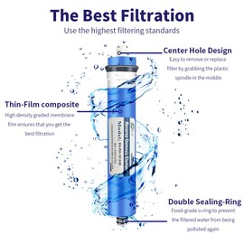 HUINING 50GPD 75GPD 100GPD-1812/2012 逆浸透 メンブレン ハウジング キット 1/4 クイック コネクタ付き チェック バルブ レンチ ホール セット レジデンシャル 家庭 水 ろ過 システム用 (50GPD SET)