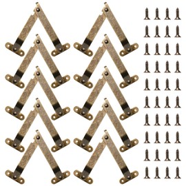 Sxutop Pack of 10 Folding Support Hinge Folding Hinge Soft Close Flap Holder Flap Fitting Lid Support Long Lid Hinge with Screws for Cabinet Chest, Furniture Door Lid Support, Retro Hinge
