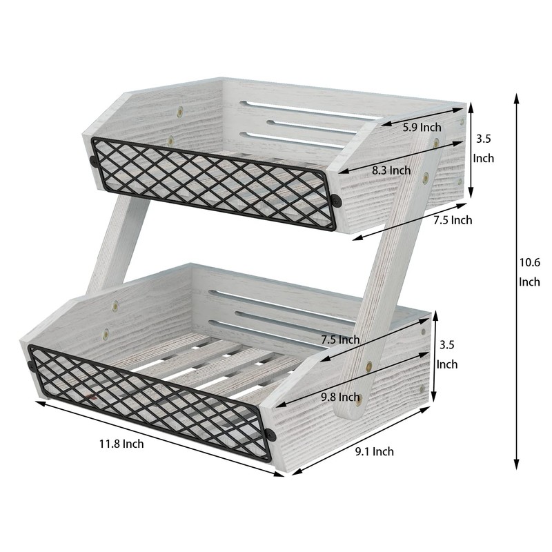 Dorhors Fruit Basket for Kitchen, 2 Tier Fruit Bowl,Kitchen Counter