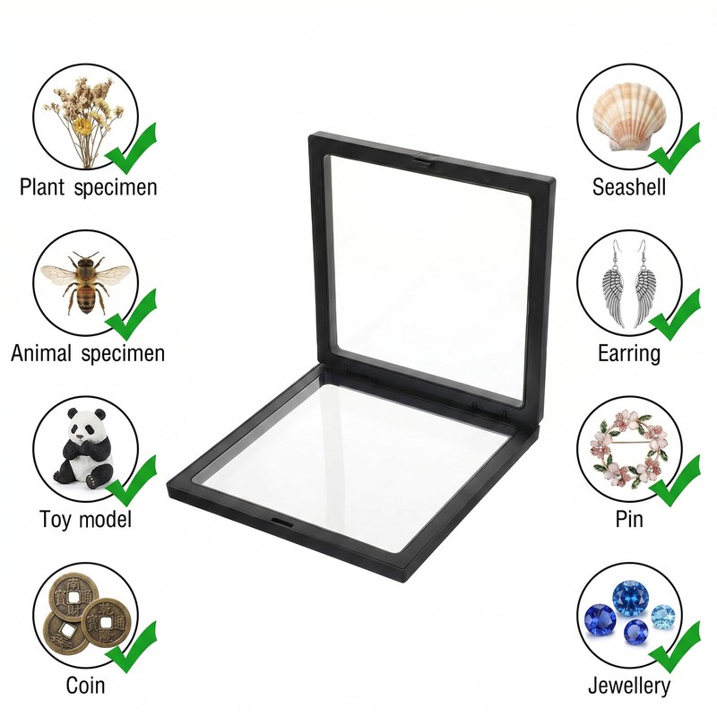 Afcabakila 10Pcs 3D Floating Frame Display Case, 7x7x0.8 inch Transparent
