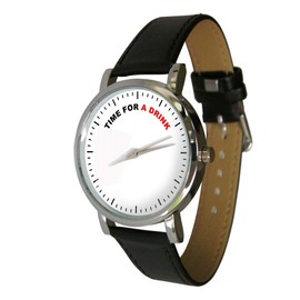 Time for A Drink Design Watch with a Genuine Leather Strap