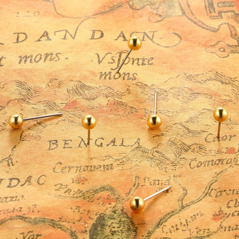500 Pack Map Push Pins Map Tacks Small Size (Golden,