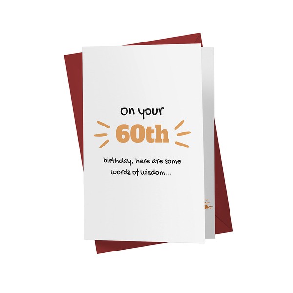 Funny 60th Birthday Card – Hilarious 60 years old Anniversary Card – Happy 60th Birthday Card – Hilarious 60th Birthday Card – With A Red Envelope