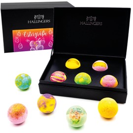 Hallingers Easter Greetings - Pink - For Easter Basket for Easter, 5 Bath Bombs Gift Set, Ready Packed (Set) - Easter Gifts Easter Basket Easter Eggs & Easter Decoration