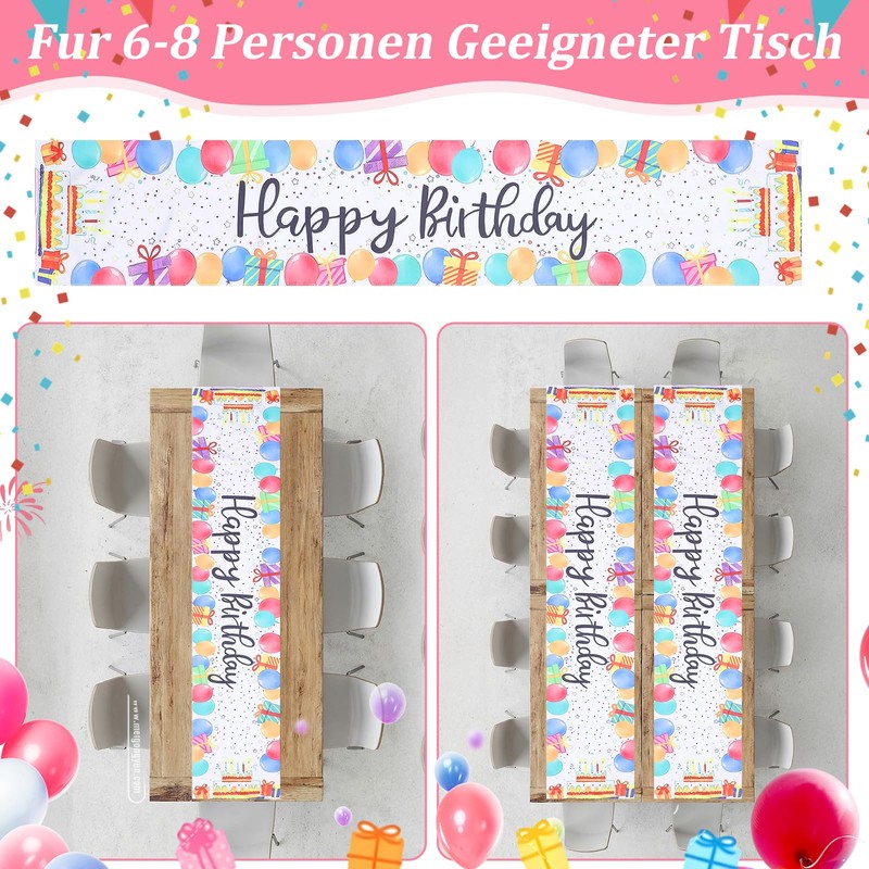 Happy Birthday Table Runner, 72×13In Colorful Birthday TableRunner