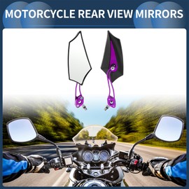 INFINAUTO Motorcycle Rear View Mirrors Handlebar Mirrors Aluminum Alloy Plastic Black Purple Adjustable M8/M10 Prismatic Shape