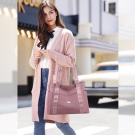 NICOLE & DORIS Lightweight Shoulder Bag Women's Handbags Tote Bags Multiple Pockets Handbags Casual Shopping Bag Hobo Bags College Bag Travel Bag Pink
