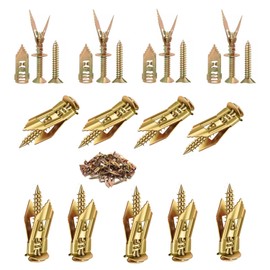 100pcs Self Drilling Drywall Anchor with Screws Kit, 12 x 40mm Carbon Steel Hollow Wall Anchor Expansion and Self Tapping Screws Heavy Duty, No Drill Or Holes in Wall, 50 Anchors + 50 Screws