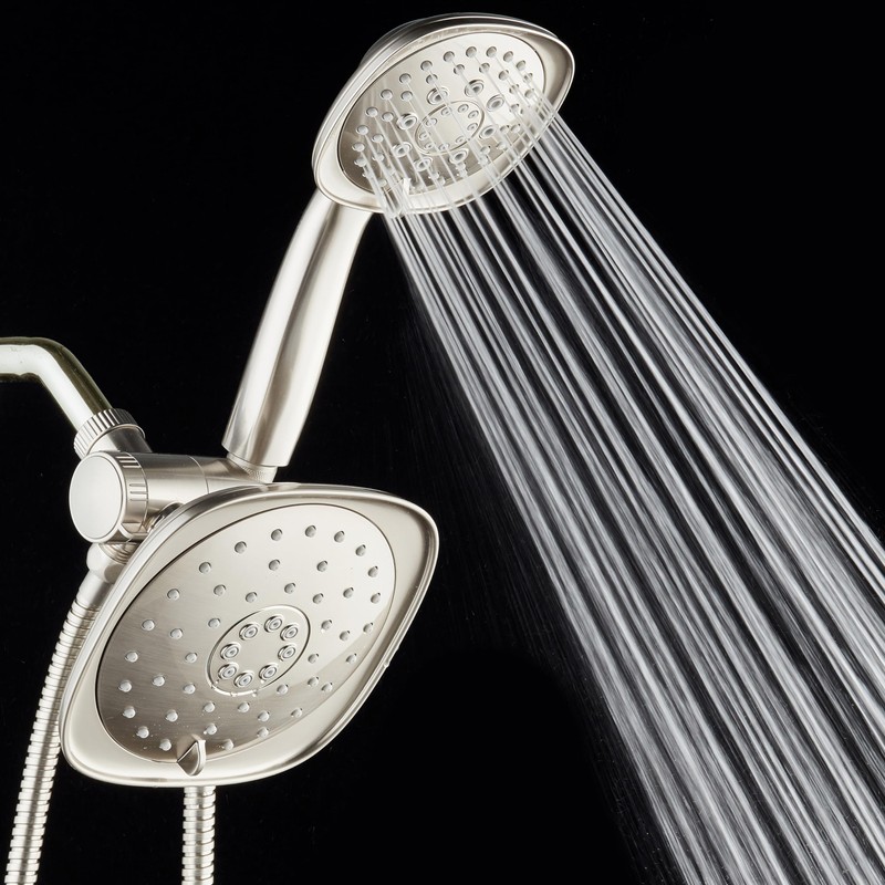 AquaDance Luxury Square High-Pressure Giant 7.3" Rain Shower Head/Handheld Spa
