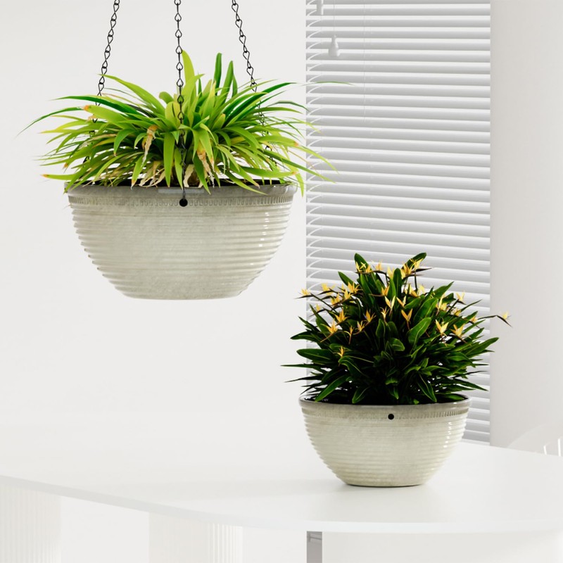 Vanslogreen 2 Pack Hanging Planters for Indoor Outdoor Plants, 10