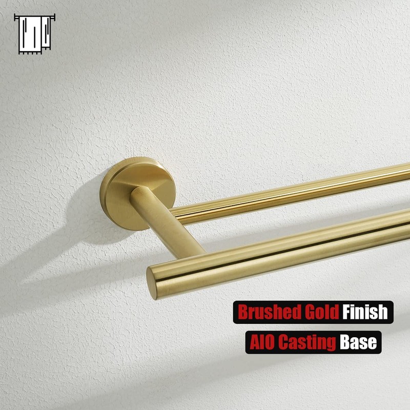 JQK Double Towel Bar 27 Inch, Brass Gold Useable Length