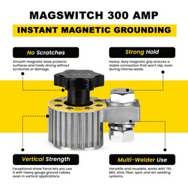 Magswitch 300 Amp Magnetic Welding Ground Base Clamp Holder for Welding Kit, Tools, Supplies and Accessories, Magnet Switch with On/Off Grounding Capabilities, (8100746)