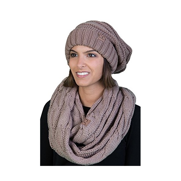 Oversized Beanie Scarf Bundle - Taupe (Solid)