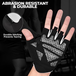 AYRO Breathable Weight Lifting Gym Workout Gloves with Extra Grip for Men & Women, Excercise Gloves with Full Palm Protection, Removal with Durable Closure, for Weightlifting (Black/White, Large)