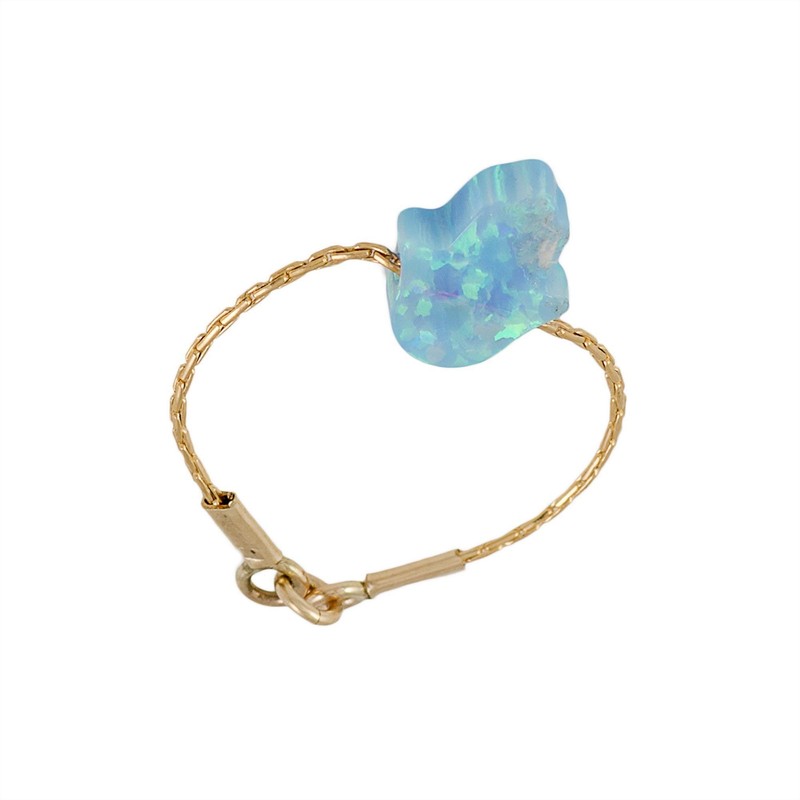 Hamsa Ring Gold Chain Ring Opal Hamsa Blue Hamsa Jewelry