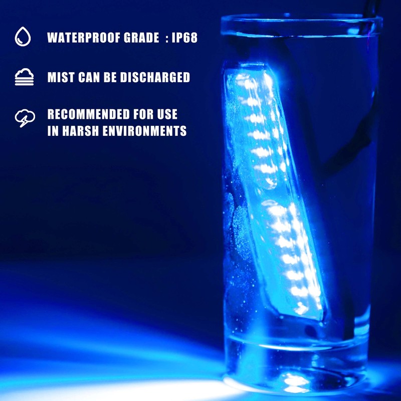 WINECO 8pcs 12 LED Surface Mount Strobe Lights, Firefighter Blue