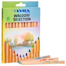 LYRA Waldorf Selection Giant Triangular Colored Pencil, Unlacquered, 6.25 Millimeter Cores, Assorted Colors, 12-Pack (3711121)