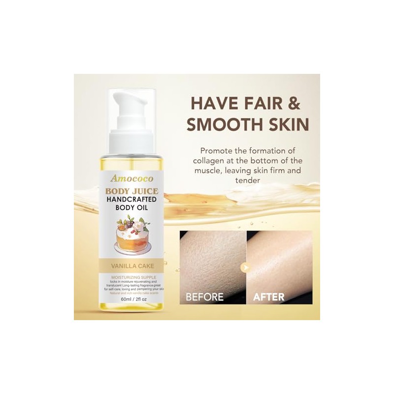 Aceite corporal Vanilla Cake, hidratante para piel seca con aceites