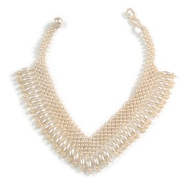 Avalaya Bridal Imitation Pearl Charm V-Choker Necklace (Light Cream)