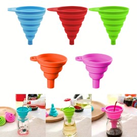 5Pcs Kitchen Silicone Collapsible Funnel Kitchen Gadgets Accessories for Bottles