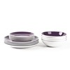 HomeVss, Stoneware Coupe Shape 12pc Dinnerware Set, Outside White +