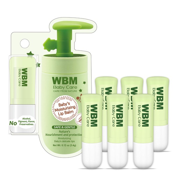 WBM Care Kids, Enrich with 100% Natural Ingredients, Provides Hydrating & Soothing Effect Organic Lip Balm, Pack of 6 (0.12 g Each)