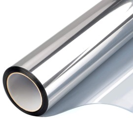 One Way Window Mirror Film Privacy Stickers Non-Adhesive,Heat Control Window Security Treatment Tint Anti-UV Static Cling Glass Coverings Sliding Door Paper Stained Glass 23.6 Inch x 6.5 Feet Silver