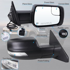 Lqito Right Passenger Side Mirror Compatible With 2019 2020 2021 2022 2023 2024 2025 Ram 1500 With Power Folding Power Glass Heated Turn Signal Puddle Lights Matte Black Replace#68276500AH(10Pins)