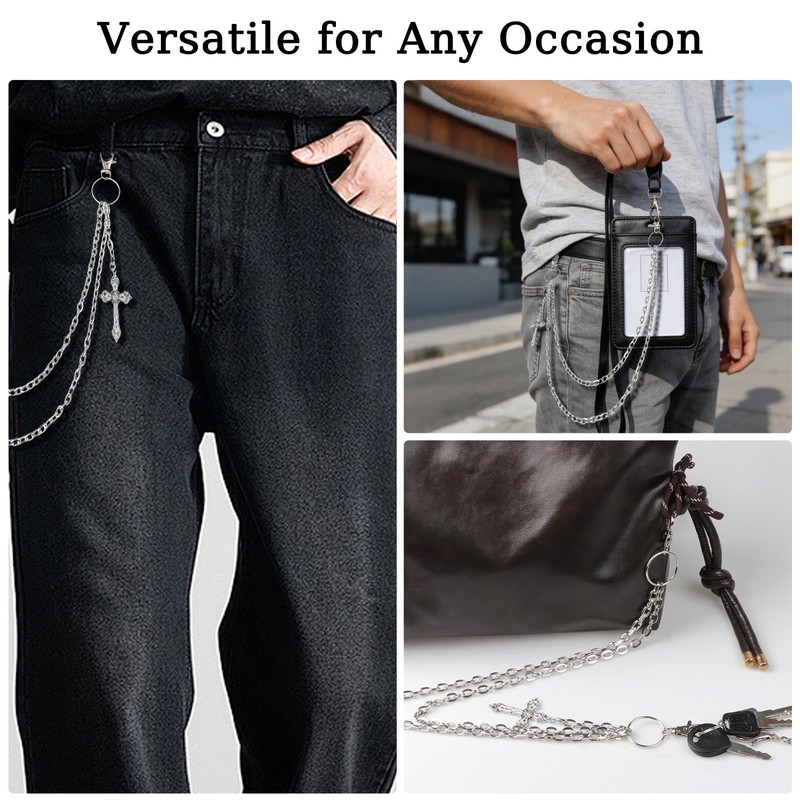 loghohu Wallet Chain Pants Chain for Women Men Double Cross
