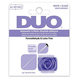 Ardell Duo Quick-Set Striplash Glue in White/Transparent - Biotin & Rosewater Infused False Eyelashes Glue, Precision False Eyelashes Applicator, Water Resistant & Durable - Makeup Gifts for Women