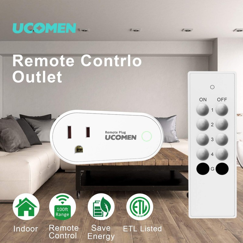 UCOMEN Remote Control Outlet with 100 ft Range,Wireless Light Switch