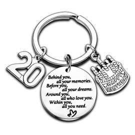 Birthday Keyring Birthday Gifts Key Ring Gifts For Women Girls Gifts Inspirational Keychain Gifts For Mum Daughter Sister Christmas Gifts (20th)