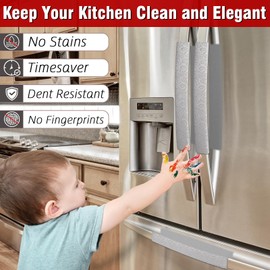 Refrigerator Door Handle Covers, Set of 6, Non-Slip Appliance Handle Covers, Washable Fridge Handle Covers, Keep Your Kitchen Clean, Microwave Oven Dishwasher Handle Protector(Gray, Silver pattern)