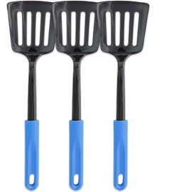 Ram Pro Kitchen Turner Made of Heat Resistant Nylon with Plastic Handle Ideal for use with Non-Stick Pots and Pans - Black (Pack Of 3)