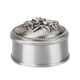 Hilitand Jewellery Box Vintage Flower Carved Round Design Antique Women Trinket Zinc Alloy Jewellery Case for Ring Storage, Other Collectibles