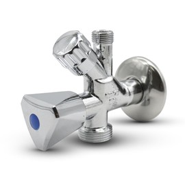 DOJA Barcelona Combination Angle Valve 1 Pack Sink and Washing Machine Tap 1/2 Inch x 3/4 Inch x 3/8 Inch 115 x 87 mm Metal and Plastic Combination Valve Connection for Shower, Garden Tap, Double Tap