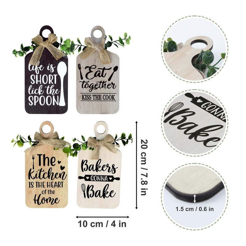 decalmile 4 pieces Kitchen Wooden Hanging Signs Rustic Wood Bar