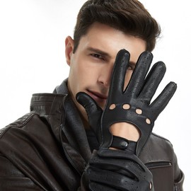 ZLUXURQ Men's Leather Driving Gloves, Unlined Gloves -