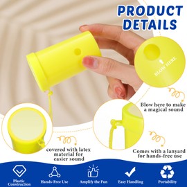 Jenaai 50 Pcs Mini Air Horn 3 Inch Noisemakers for Sporting Events Fun Stadium Loud Noise Maker Blow Horn Noise Whistle with Lanyard for Birthday Party Graduation Celebrations Goodie Bag (Yellow)