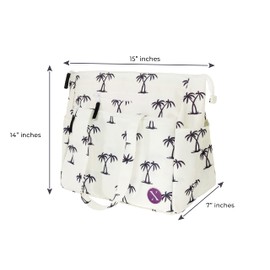 Xenage Summer Beach Tote Bag Made of Cotton Canvas, Multiple Storage Pockets, Water Resistant, Trendy and Chic Tote Bag