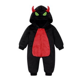 Weixinbuy - Disfraz de monstruo para niños y niñas, disfraz de Halloween para niños pequeños, disfraz de cosplay con capucha, traje de vestir ropa de invierno 2T 3T